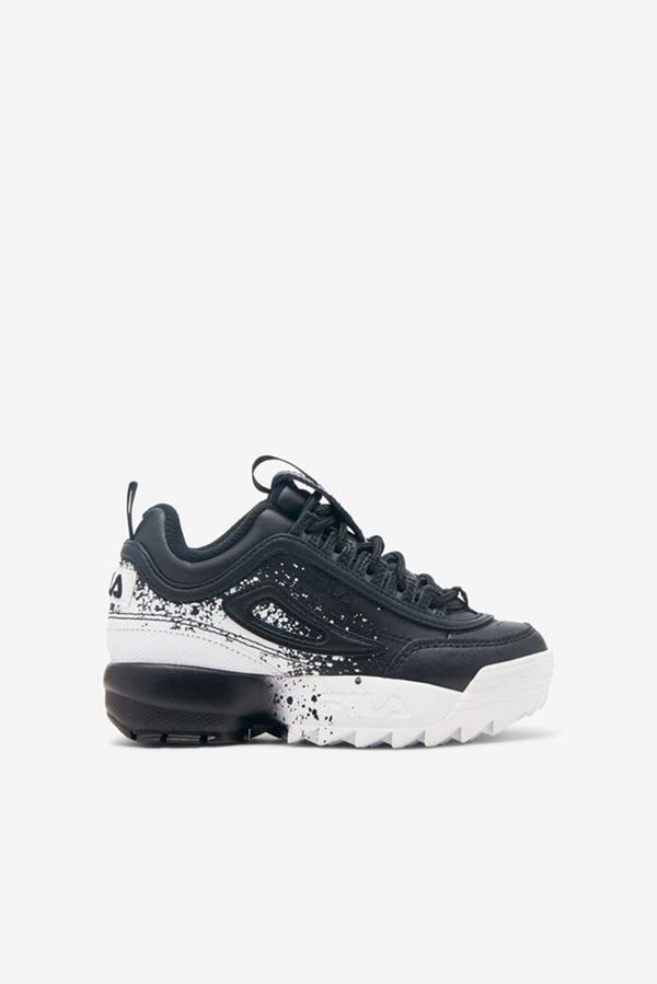 Tênis Fila Rapaz Pretas/Pretas/Branco - Fila Little Disruptor 2 Splatter En Portugal,FJDM-89415